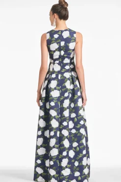 Sachin & Babi Brooke Gown - Navy/Ivory Moonlit Garden