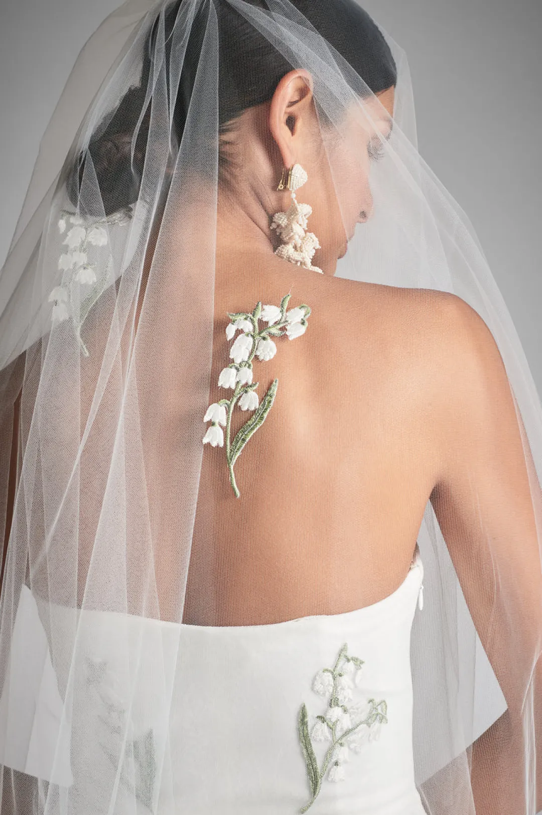 Sachin & Babi Damira Veil - White/Embroidered Floral