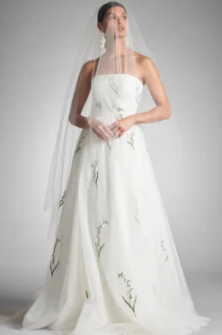 Sachin & Babi Damira Veil - White/Embroidered Floral