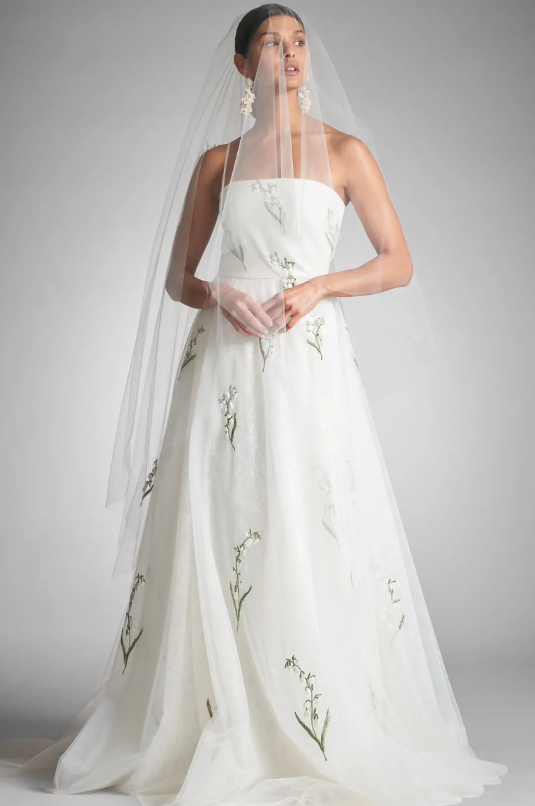 Sachin & Babi Damira Veil - White/Embroidered Floral