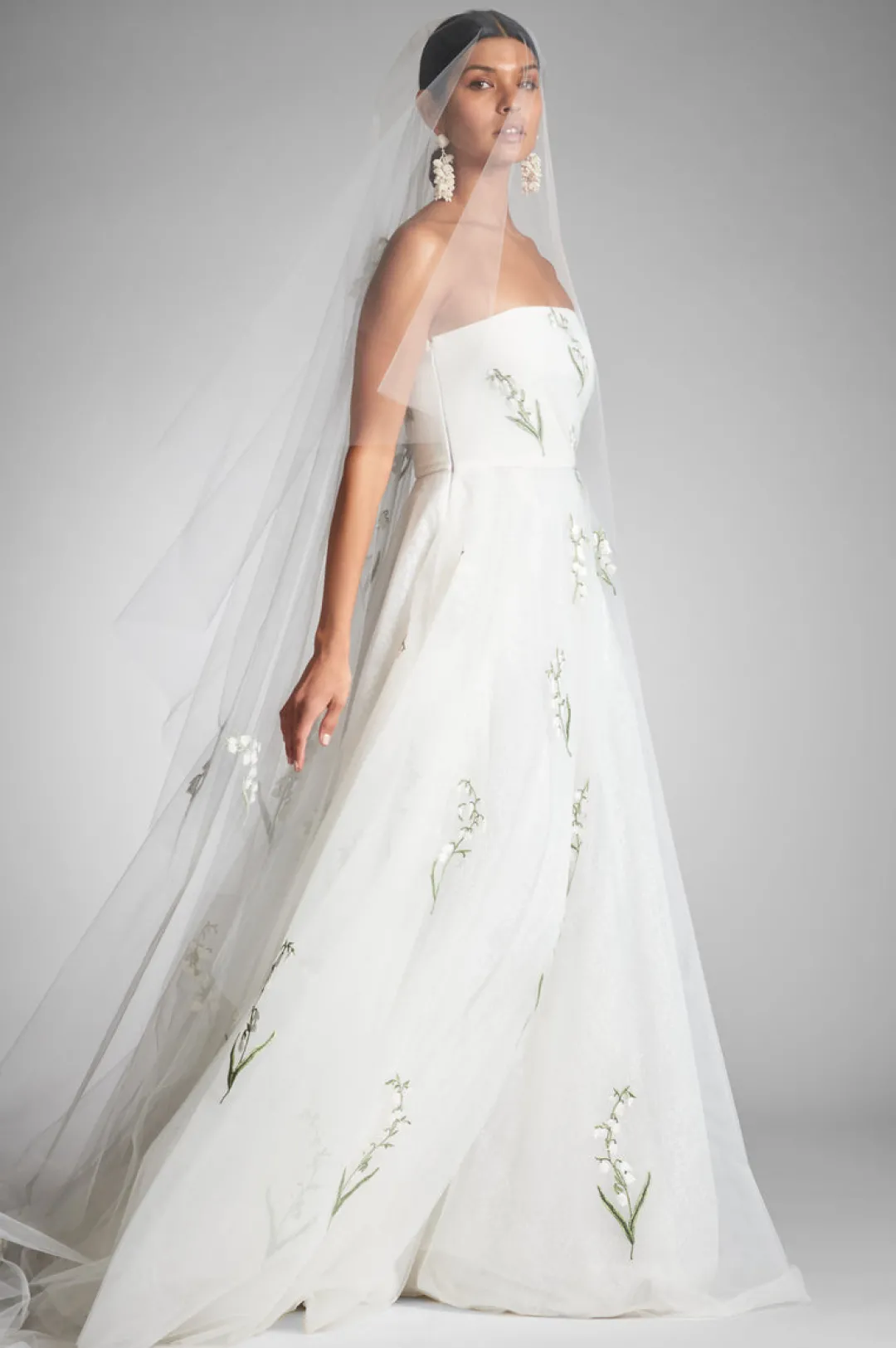 Sachin & Babi Damira Veil - White/Embroidered Floral