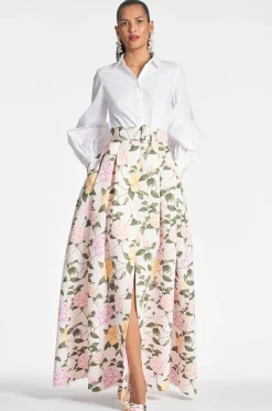 Sachin & Babi Florence Gown - White/Pink Lemonade Bouquet