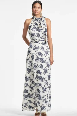 Sachin & Babi Kayla Gown - Ivory u0026 Navy Peony