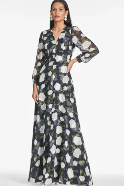 Sachin & Babi Penny Gown - Navy/Ivory Moonlit Garden