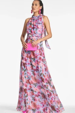 Sachin & Babi Selena Gown - Pink/Periwinkle Dahlia