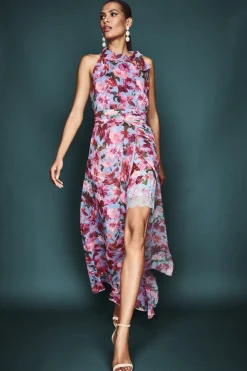 Sachin & Babi Selena Gown - Pink/Periwinkle Dahlia