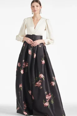 Sachin & Babi Zoe Gown - Ivory/Noir Blossom