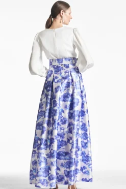 Sachin & Babi Zoe Gown - Off White/Azure Watercolor