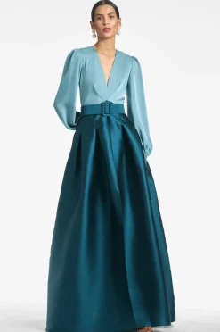 Sachin & Babi Zoe Gown - Seaglass/Deep Teal