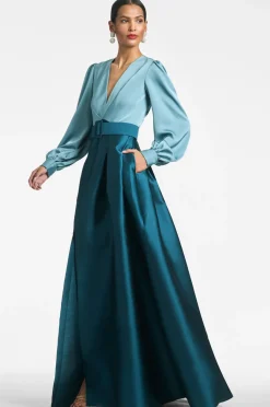 Sachin & Babi Zoe Gown - Seaglass/Deep Teal