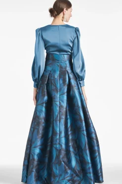 Sachin & Babi Zoe Gown - Smokey Slate/Tonal Petal