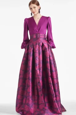Sachin & Babi Zoe Gown - Sparkling Grape/Magenta Bloom